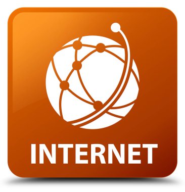 Internet (küresel ağ simgesini) kahverengi kare düğme