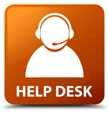 Yardım Danışma (müşteri bakım simgesi) kahverengi kare düğme