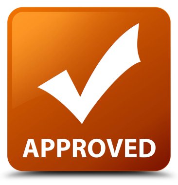 Onaylı (simge doğrulama) kahverengi kare düğme