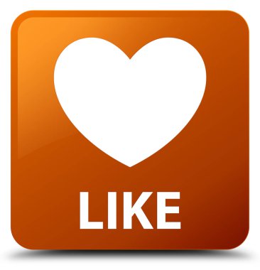 (Kalp simgesi) brown gibi kare düğme