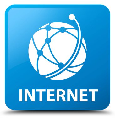 Internet (küresel ağ simgesini) camgöbeği mavi kare düğme