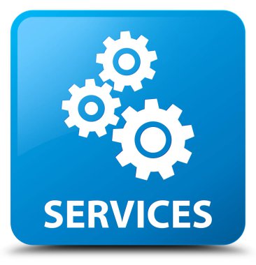Hizmetleri (vites simgesi) camgöbeği mavi kare düğme