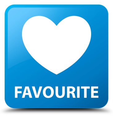 Favori (kalp simgesi) camgöbeği mavi kare düğme