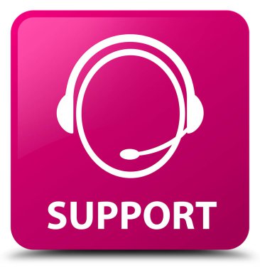 Destek (müşteri bakım simgesi) pembe kare düğme