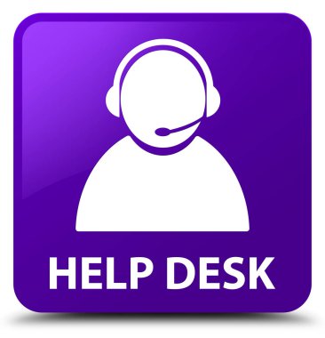 Yardım Danışma (müşteri bakım simgesi) mor kare düğme