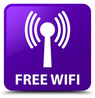 Ücretsiz wifi (wlan ağ) mor kare düğme