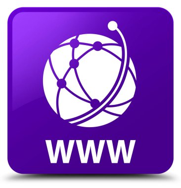 Www (küresel ağ simgesini) mor kare düğme