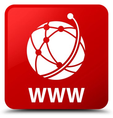 Www (küresel ağ simgesini) kırmızı kare düğme