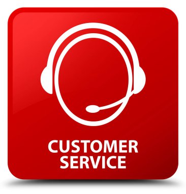 Müşteri hizmeti (müşteri bakım kutsal kişilerin resmi) kırmızı kare düğme
