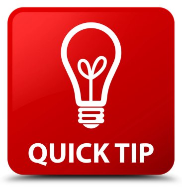 Quick tip (bulb icon) red square button clipart
