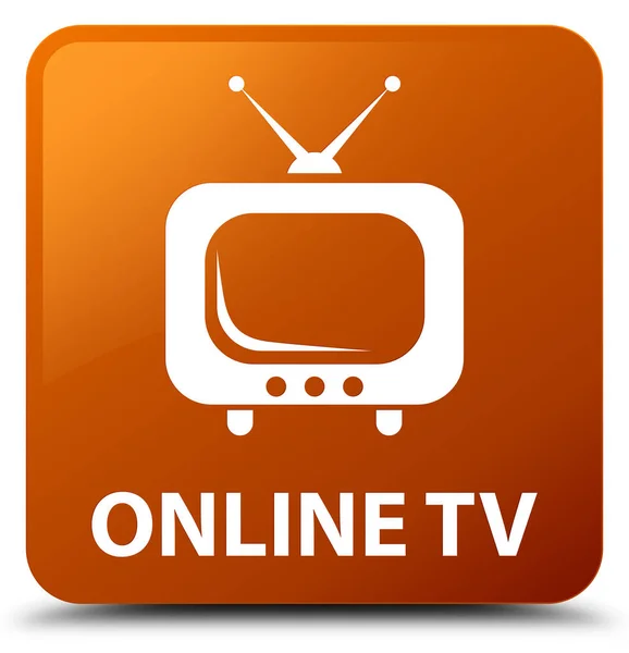 온라인 tv 갈색 사각형 버튼 — 스톡 사진