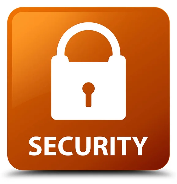 Seguridad (icono del candado) botón cuadrado marrón — Foto de Stock