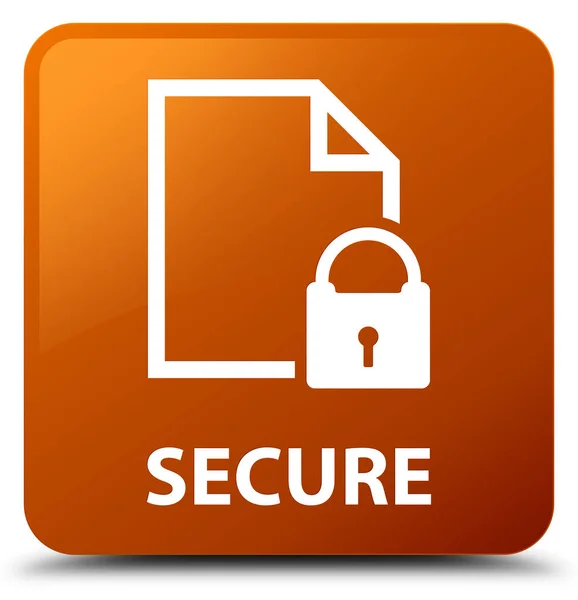 Secure (document page padlock icon) brown square button — Stock Photo, Image