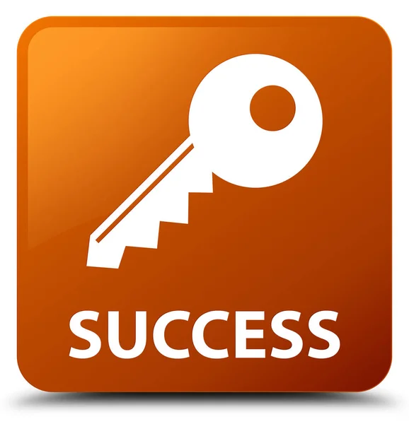 Čtvercové tlačítko úspěch (Ikona klíče) hnědá — Stock fotografie