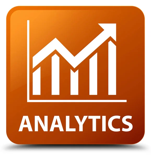 Аналітика (піктограма статистики) коричнева квадратна кнопка — стокове фото