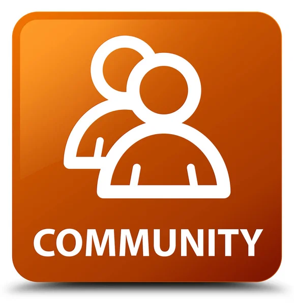 Спільнота (піктограма групи) коричнева квадратна кнопка — стокове фото