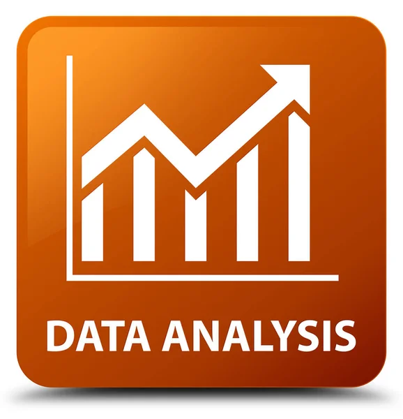 Analisis data (ikon statistik) tombol persegi coklat — Stok Foto