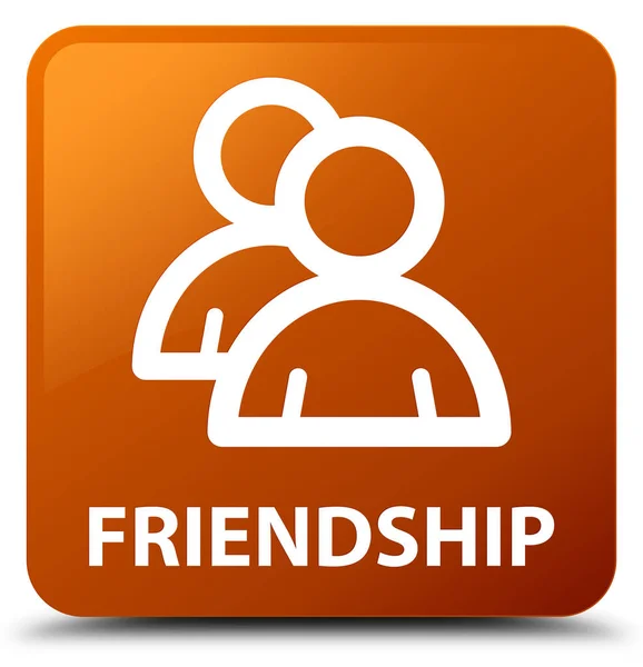 Freundschaft (Gruppensymbol) brauner quadratischer Knopf — Stockfoto