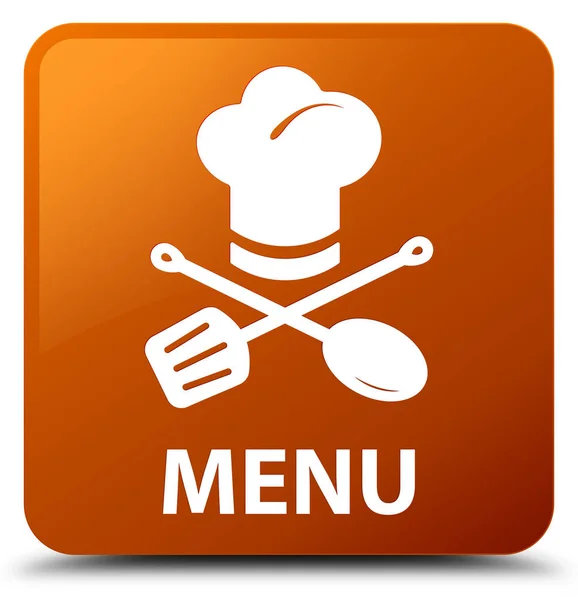 Menü (Restaurant-Symbol) brauner quadratischer Knopf — Stockfoto