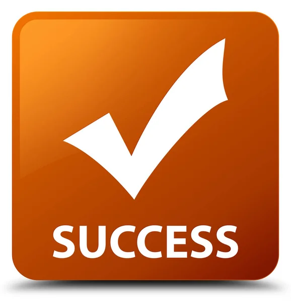 Успіх (правильна піктограма) коричнева квадратна кнопка — стокове фото