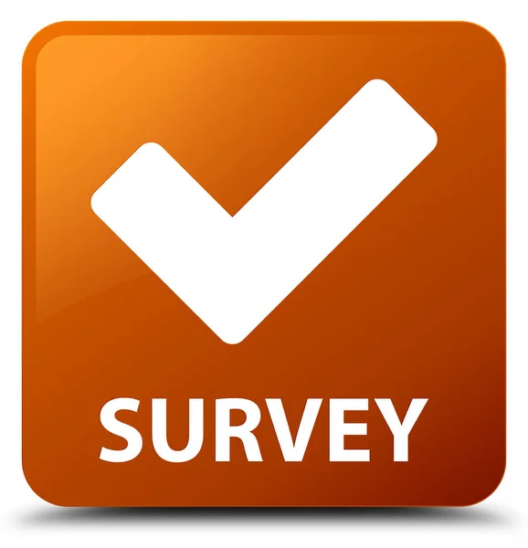 Survey (validate icon) brown square button — Stock Photo, Image