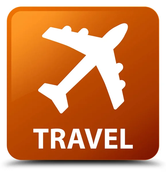 Viaggio (icona piana) pulsante quadrato marrone — Foto Stock