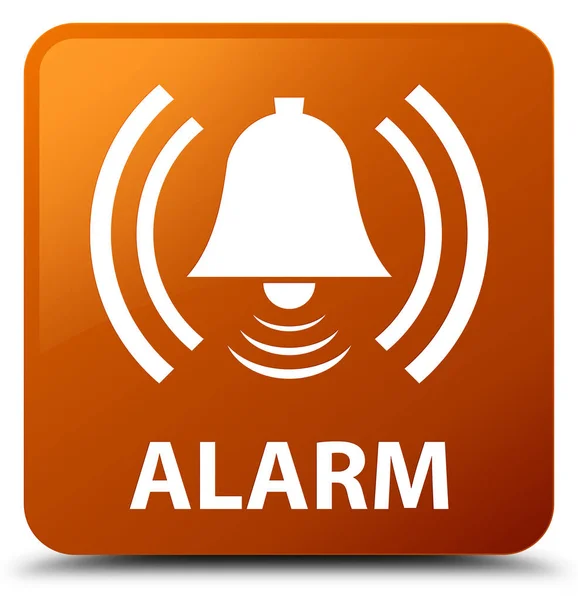 Alarme (icône cloche) bouton carré brun — Photo
