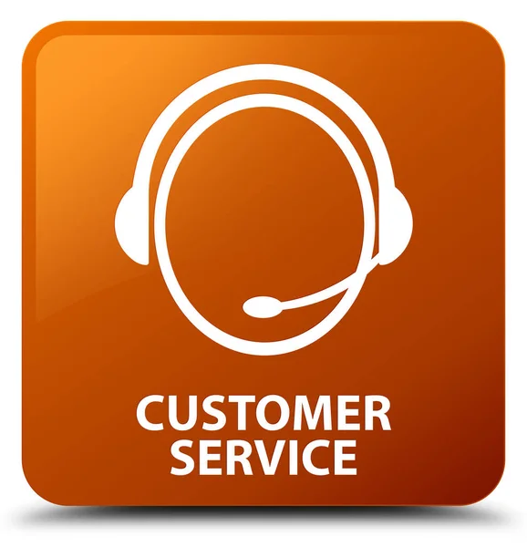 Servicio al cliente (icono de atención al cliente) botón cuadrado marrón — Foto de Stock