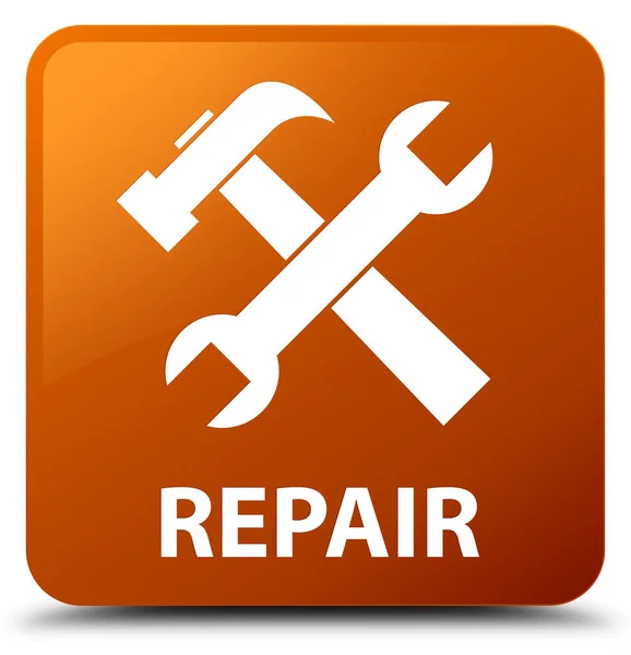 Reparatie (extra pictogram) bruine vierkante knop — Stockfoto