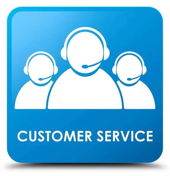 Servizio clienti (icona del team) pulsante quadrato blu ciano — Foto Stock