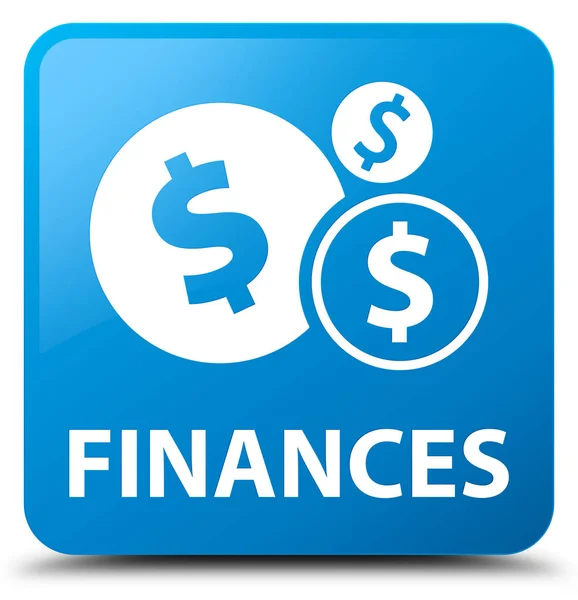 Finanzas (signo del dólar) botón cuadrado azul cian —  Fotos de Stock