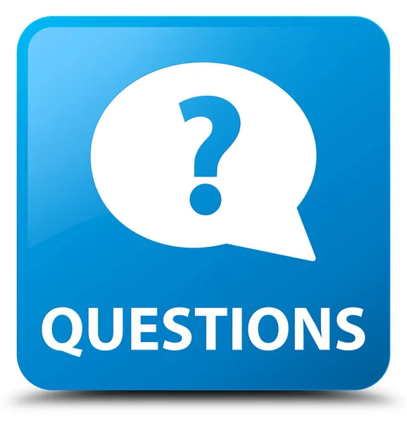 Preguntas (icono de burbuja) botón cuadrado azul cian —  Fotos de Stock