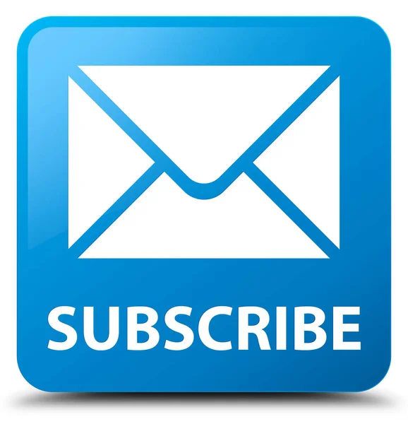 Suscribirse (icono de correo electrónico) botón cuadrado azul cian —  Fotos de Stock