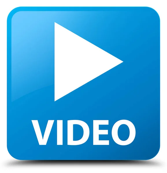 Video cyan blå fyrkantig knapp — Stockfoto