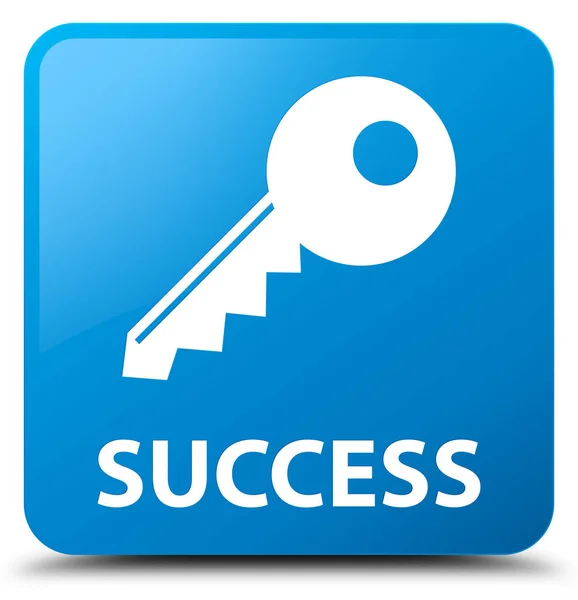 Éxito (icono clave) botón cuadrado azul cian —  Fotos de Stock