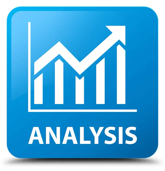 Analysis (statistics icon) cyan blue square button — Stock Photo, Image