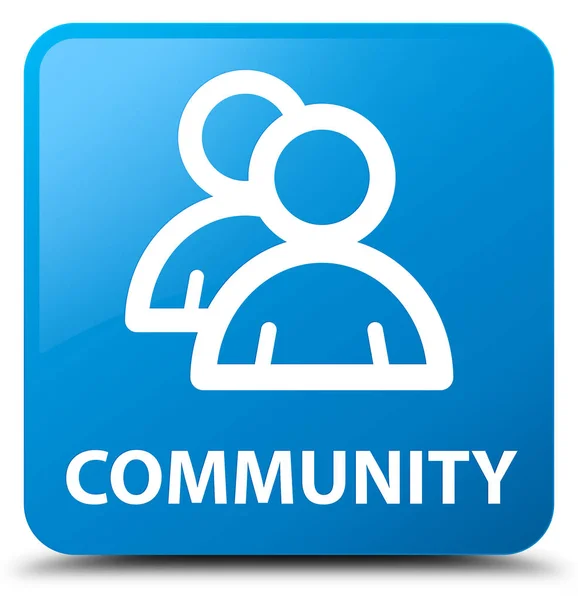 Comunidade (ícone de grupo) botão quadrado azul ciano — Fotografia de Stock