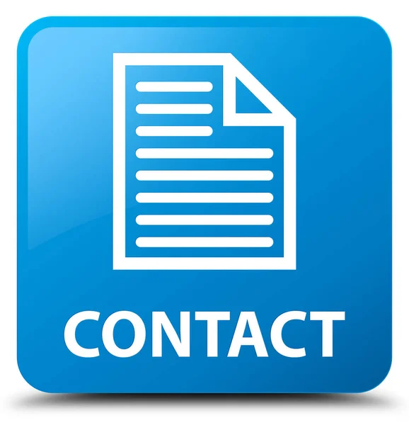 Contacto (icono de página) botón cuadrado azul cian — Foto de Stock
