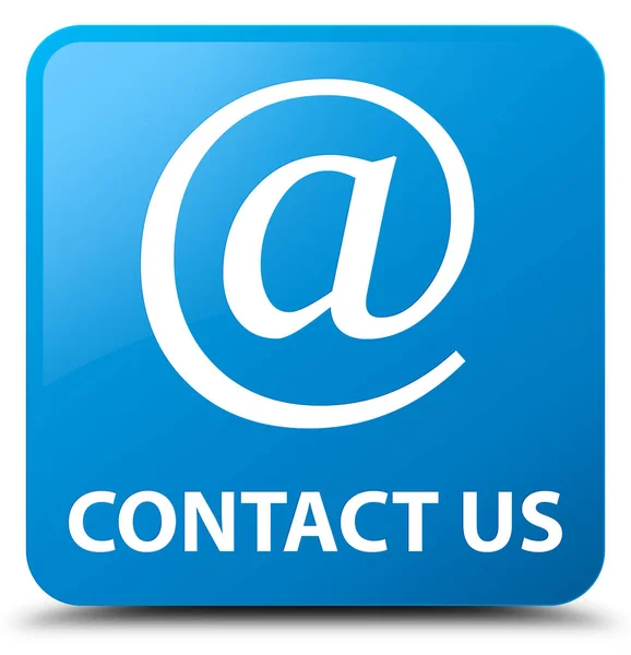 Contacte-nos (ícone de endereço de e-mail) botão quadrado azul ciano — Fotografia de Stock