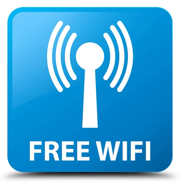 Free wifi (wlan network) cyan blue square button — Stock Photo, Image