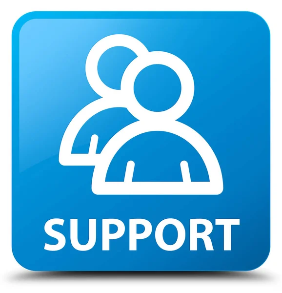 Suporte (ícone de grupo) botão quadrado azul ciano — Fotografia de Stock