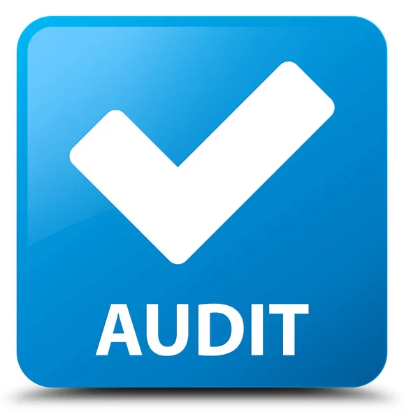 Audit (Symbol validieren) cyan blue square button — Stockfoto