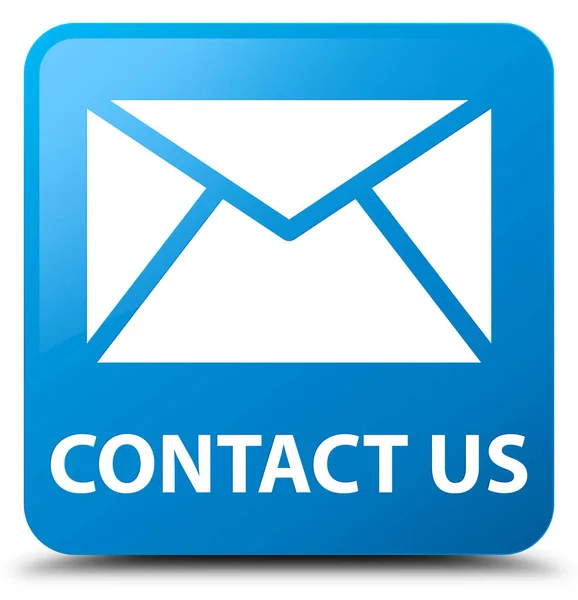 Contacte-nos (ícone de e-mail) botão quadrado azul ciano — Fotografia de Stock