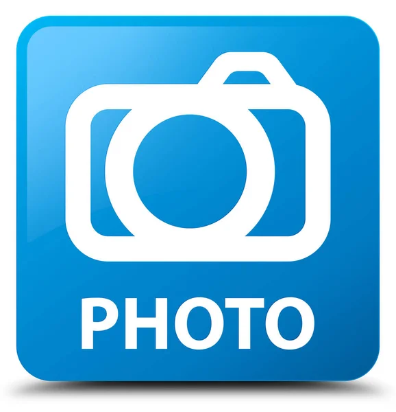 Fénykép (a fényképezőgép ikonra) cián kék négyzet gomb — Stock Fotó