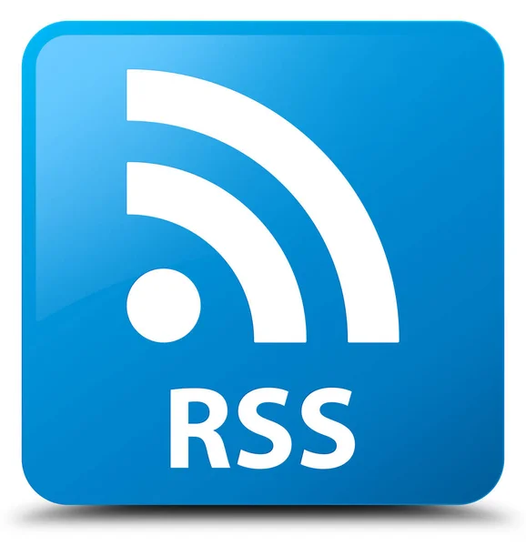 RSS cyan blue square button — Stock Photo, Image