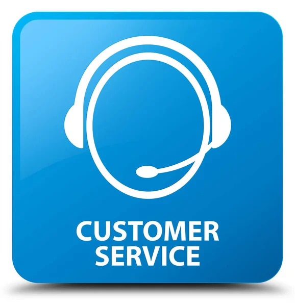Servicio al cliente (icono de atención al cliente) botón cuadrado azul cian — Foto de Stock