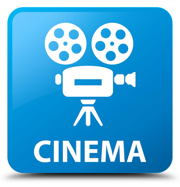 Cinema (video camera icon) cyan blue square button