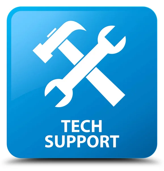 Support technique (icône outils) bouton carré bleu cyan — Photo