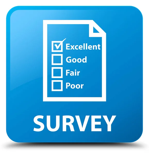 Survey (questionnaire icon) cyan blue square button