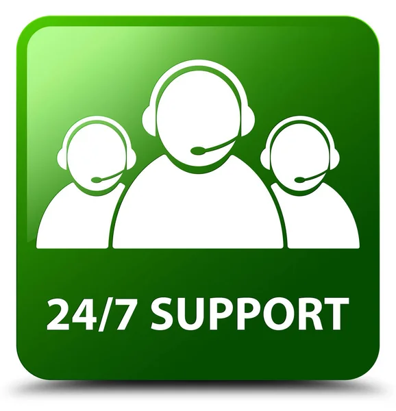 24/7 Support (customer care team icon) green square button